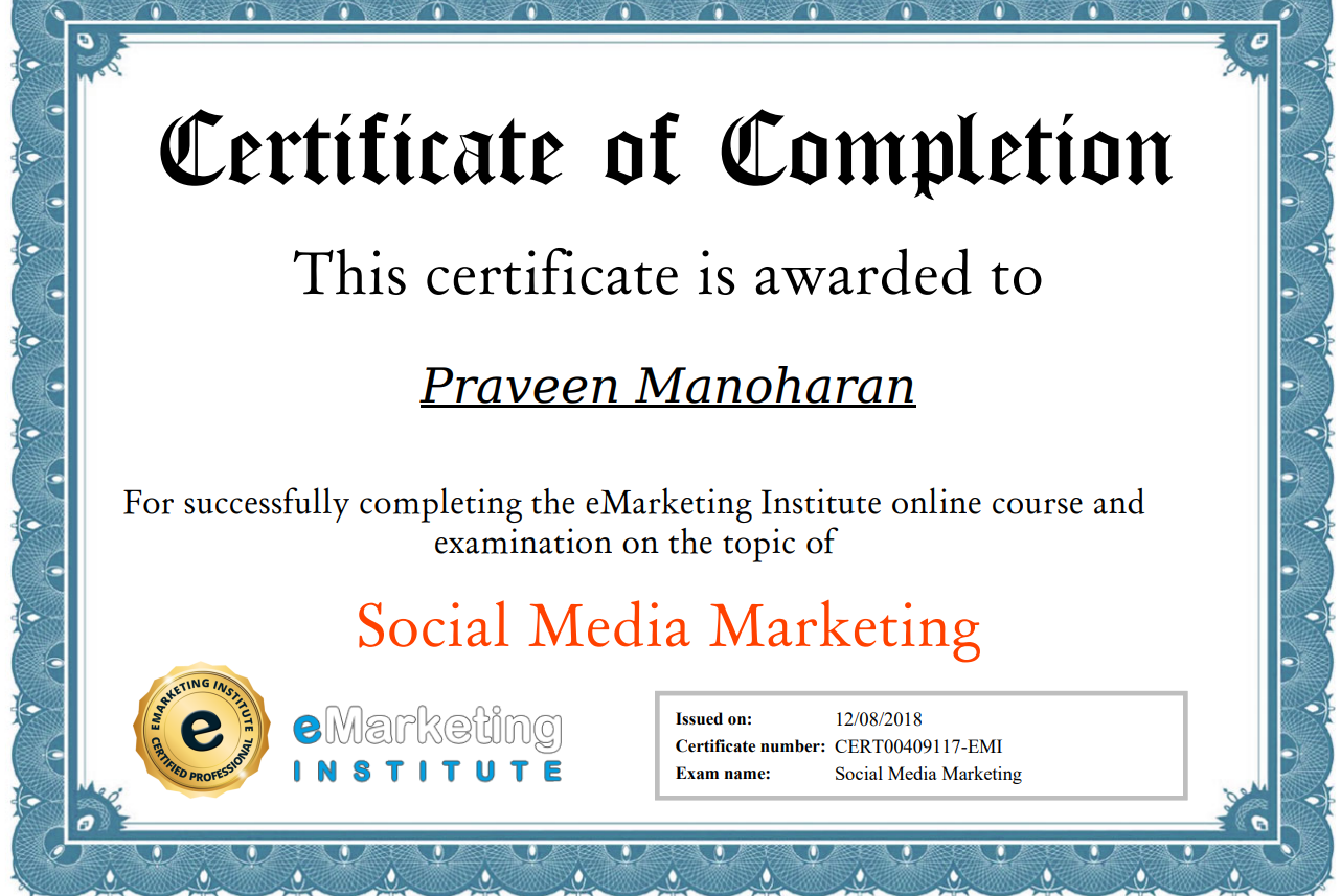 SMM Certificate