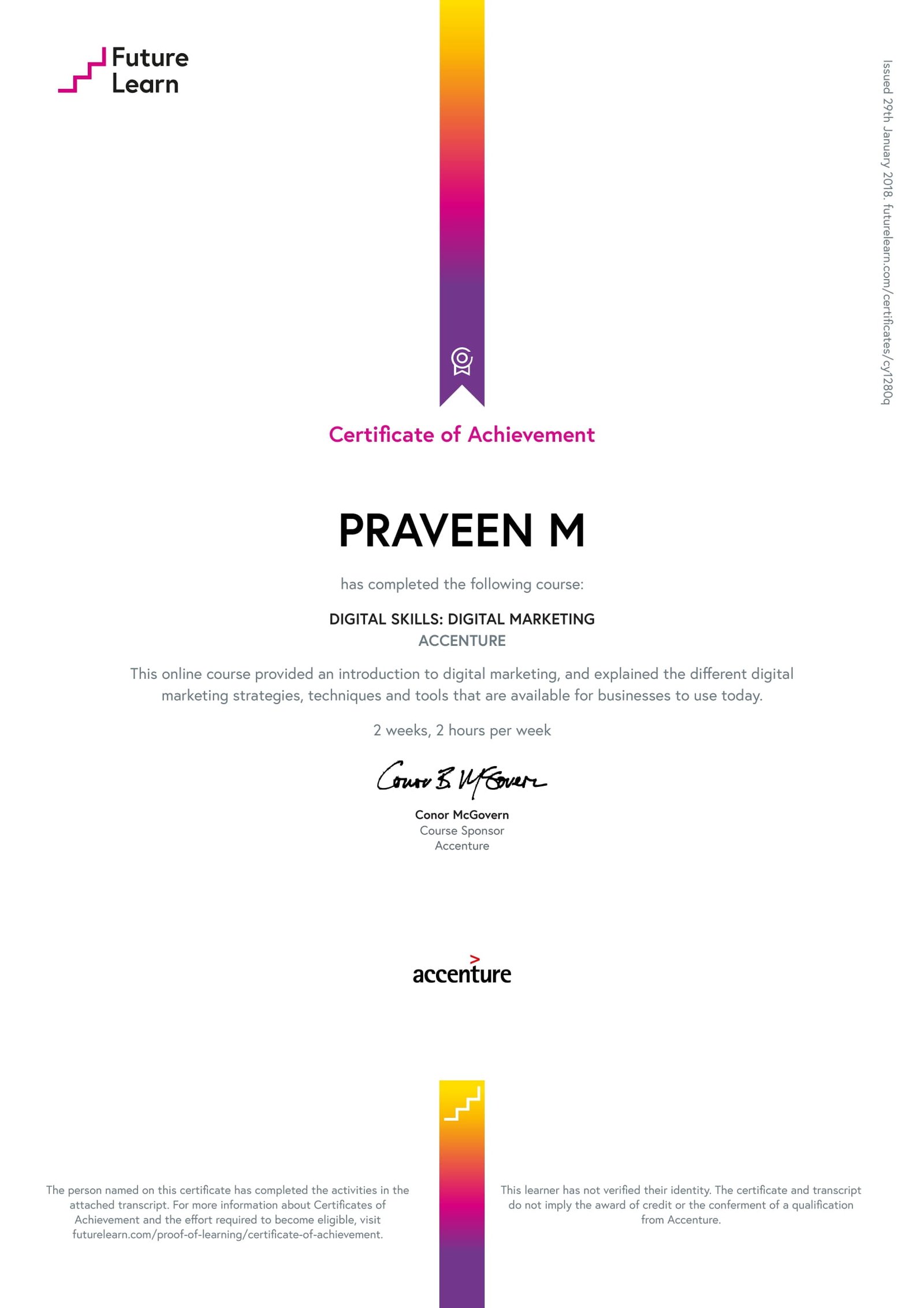 digital marketing certificate from accenture- praveen_manoharan